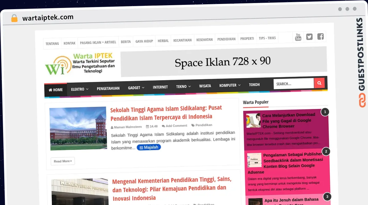 Publish Guest Post on wartaiptek.com