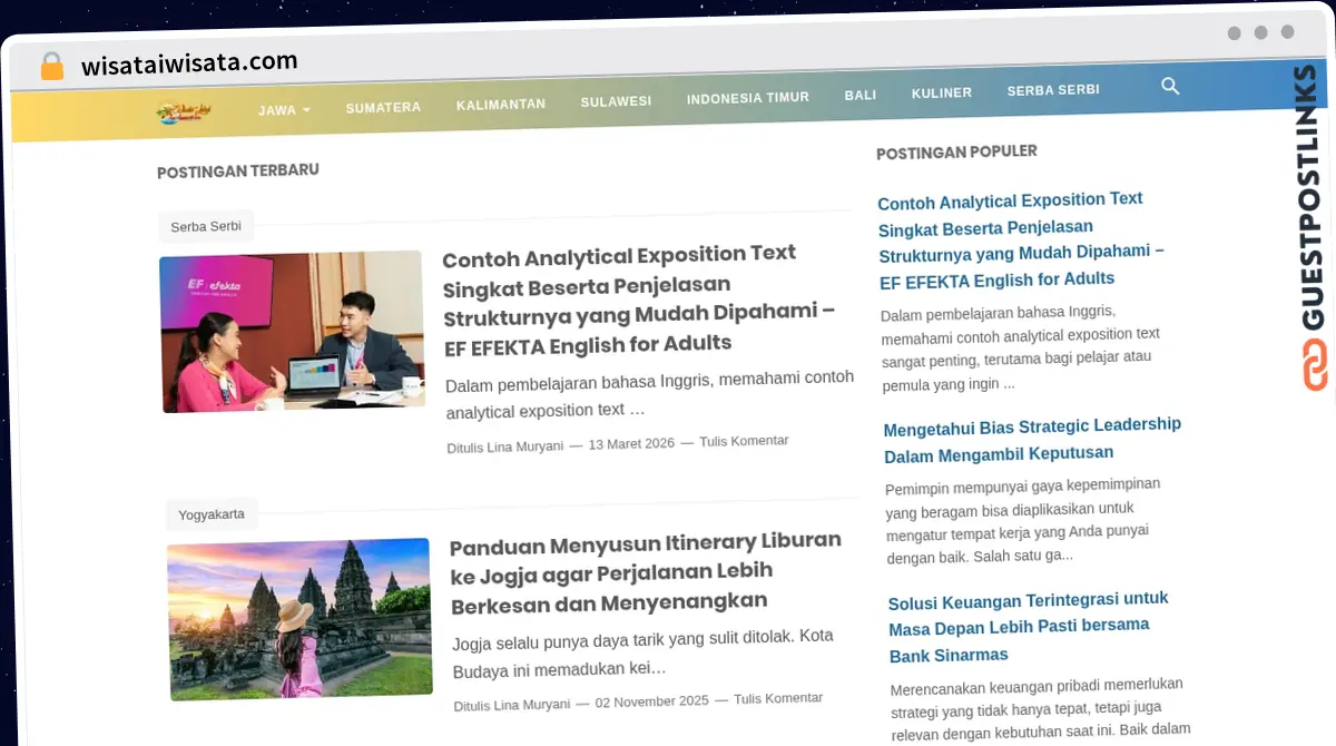 Publish Guest Post on wisataiwisata.com