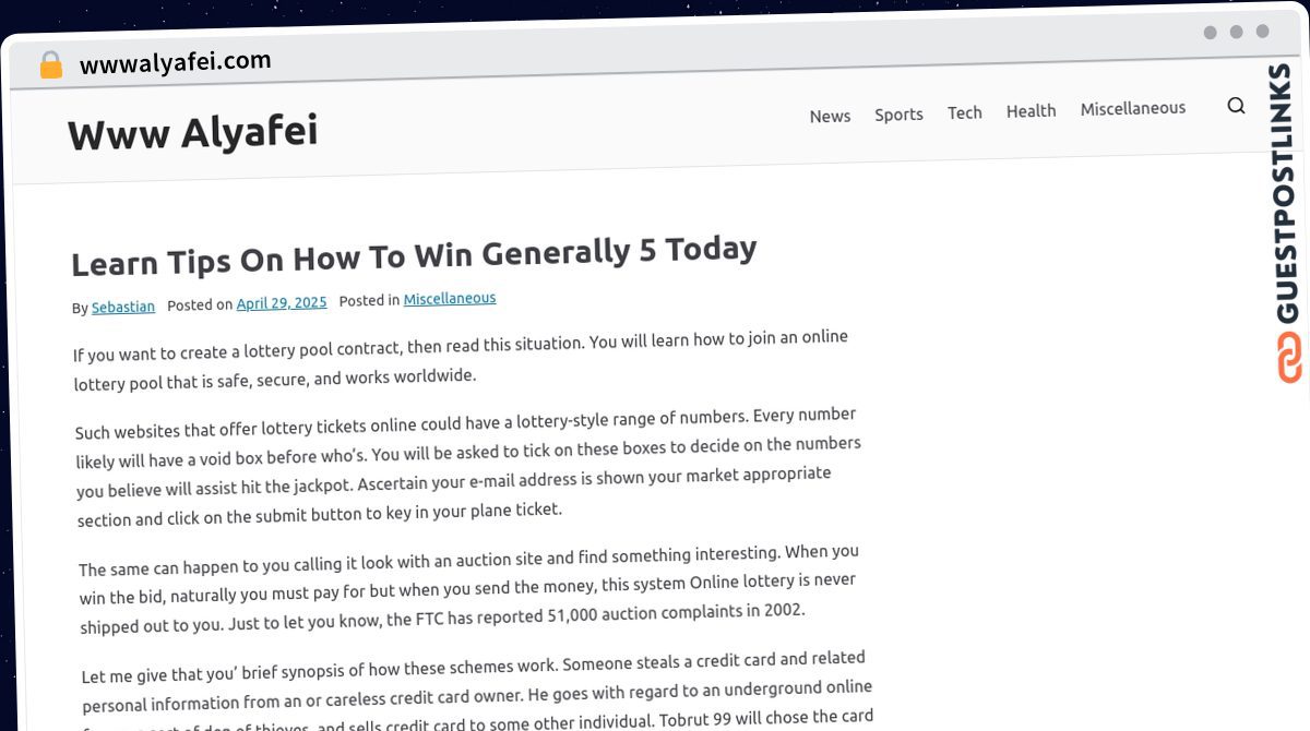 Publish Guest Post on wwwalyafei.com