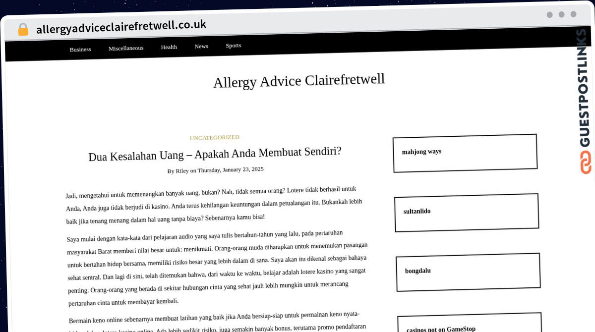 Publish Guest Post on allergyadviceclairefretwell.co.uk