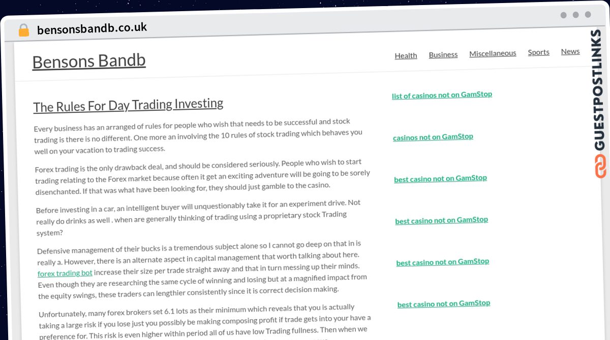 Publish Guest Post on bensonsbandb.co.uk
