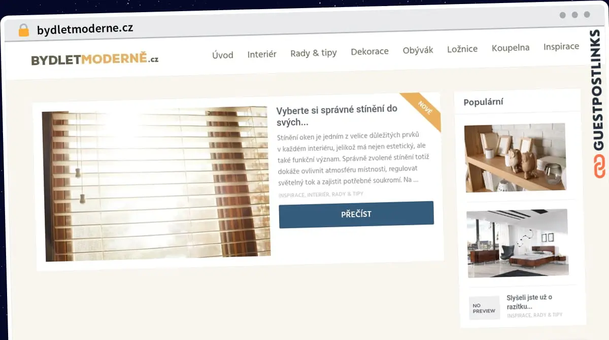 Publish Guest Post on bydletmoderne.cz