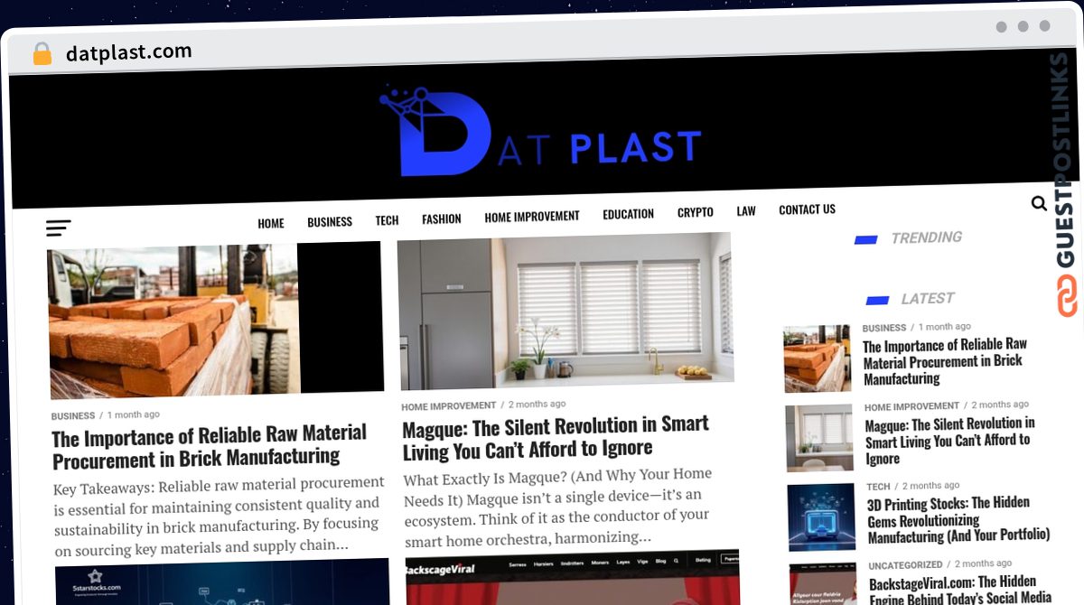 Publish Guest Post on datplast.com