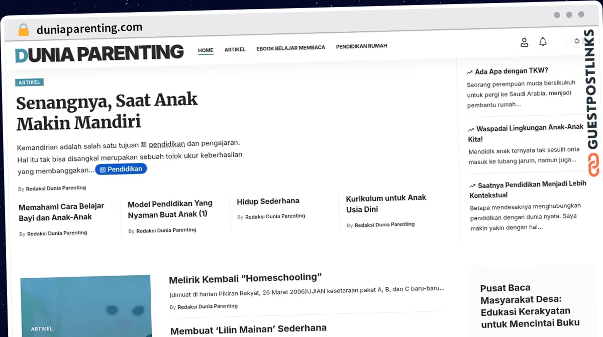 Publish Guest Post on duniaparenting.com