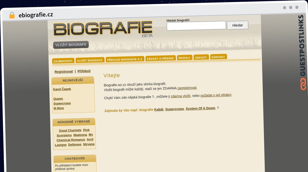 Publish Guest Post on ebiografie.cz