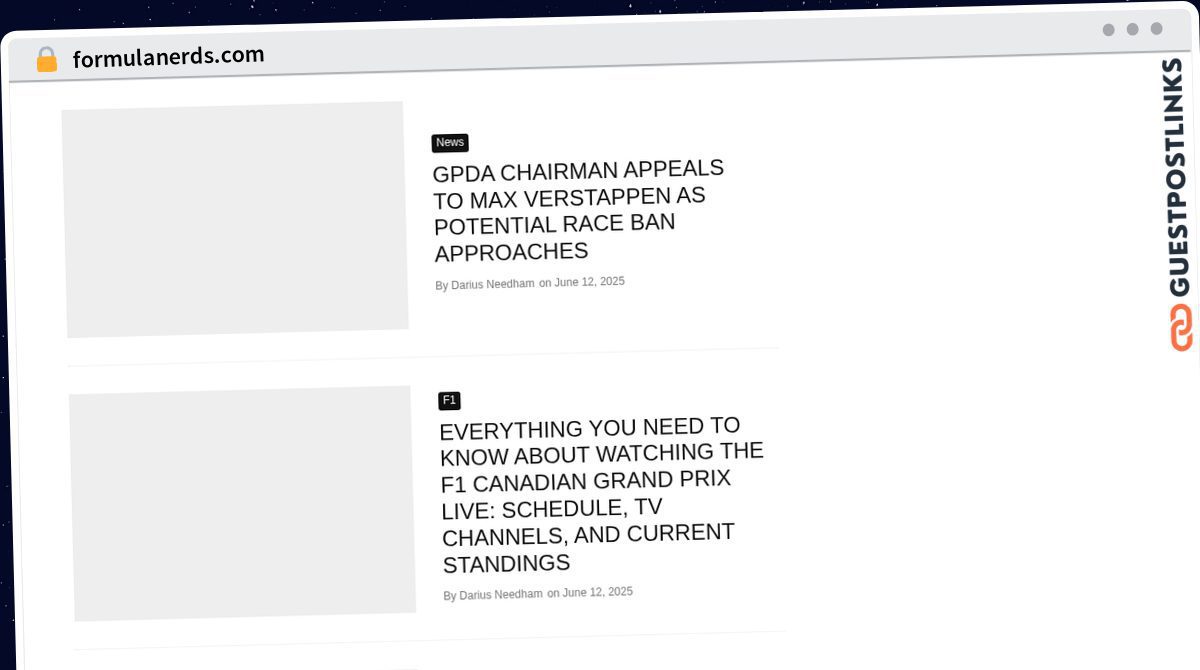 Publish Guest Post on formulanerds.com