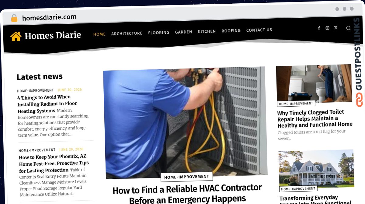 Publish Guest Post on homesdiarie.com