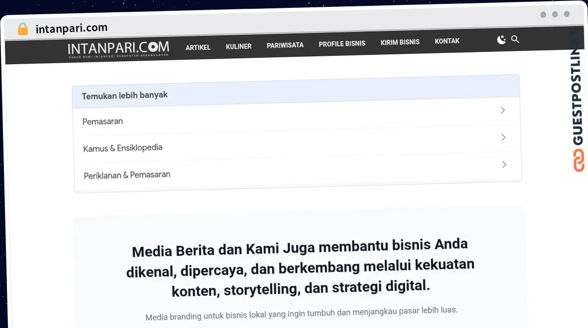 Publish Guest Post on intanpari.com