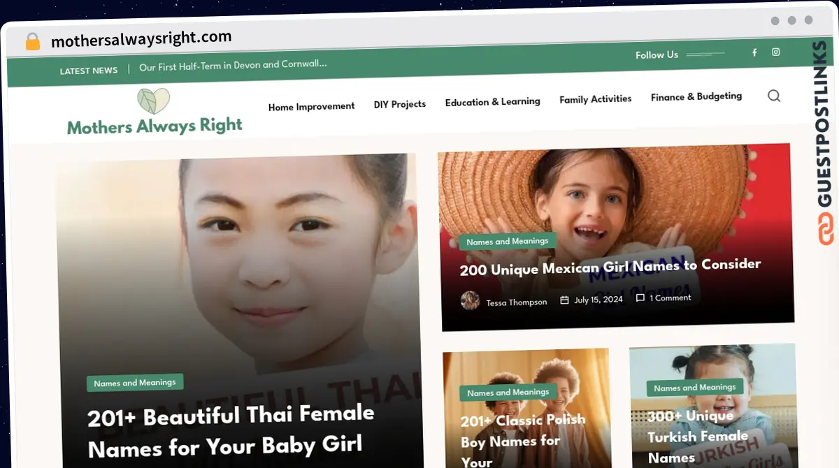 Publish Guest Post on mothersalwaysright.com