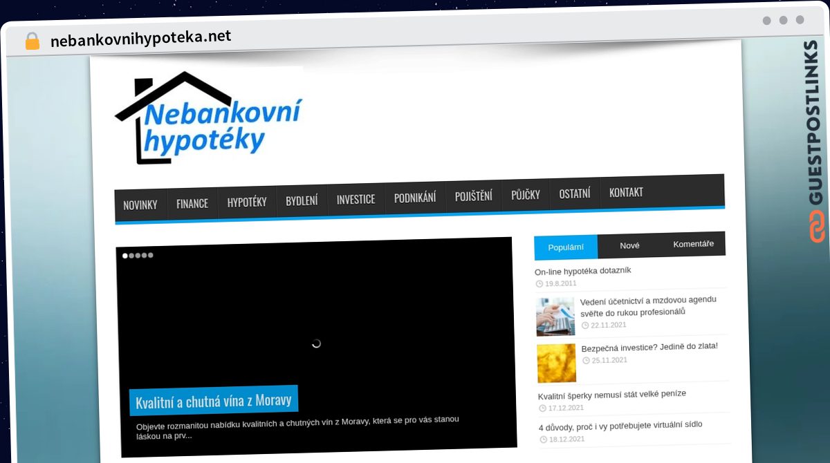 Publish Guest Post on nebankovnihypoteka.net
