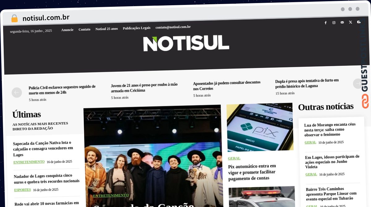 Publish Guest Post on notisul.com.br