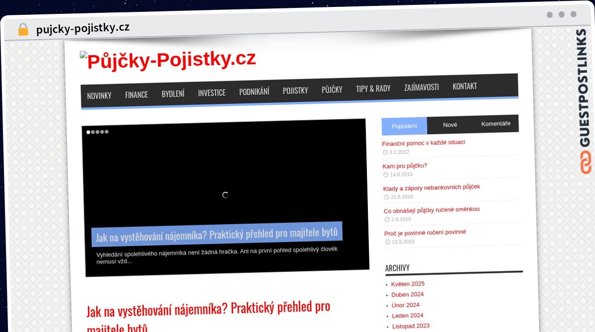 Publish Guest Post on pujcky-pojistky.cz
