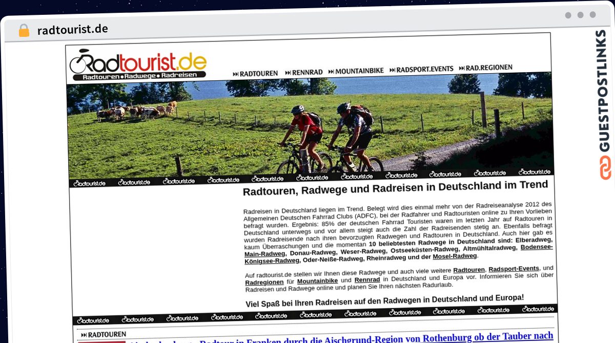 Publish Guest Post on radtourist.de