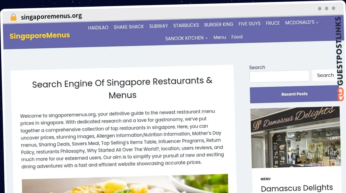 Publish Guest Post on singaporemenus.org