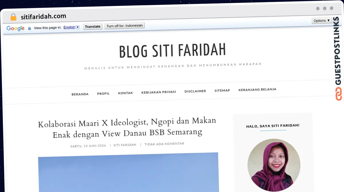 Publish Guest Post on sitifaridah.com