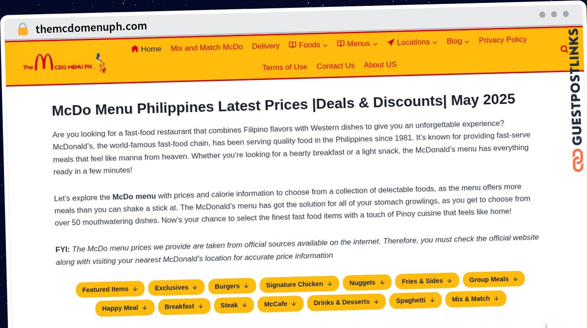 Publish Guest Post on themcdomenuph.com