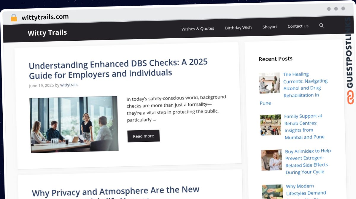 Publish Guest Post on wittytrails.com