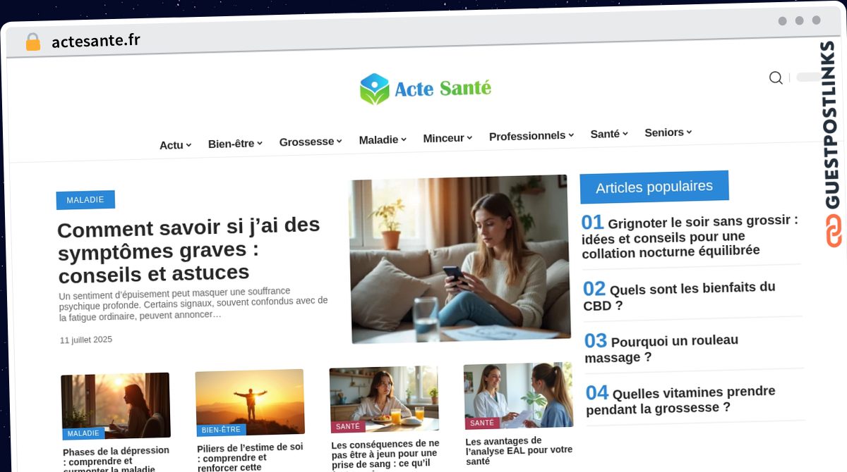 Publish Guest Post on actesante.fr