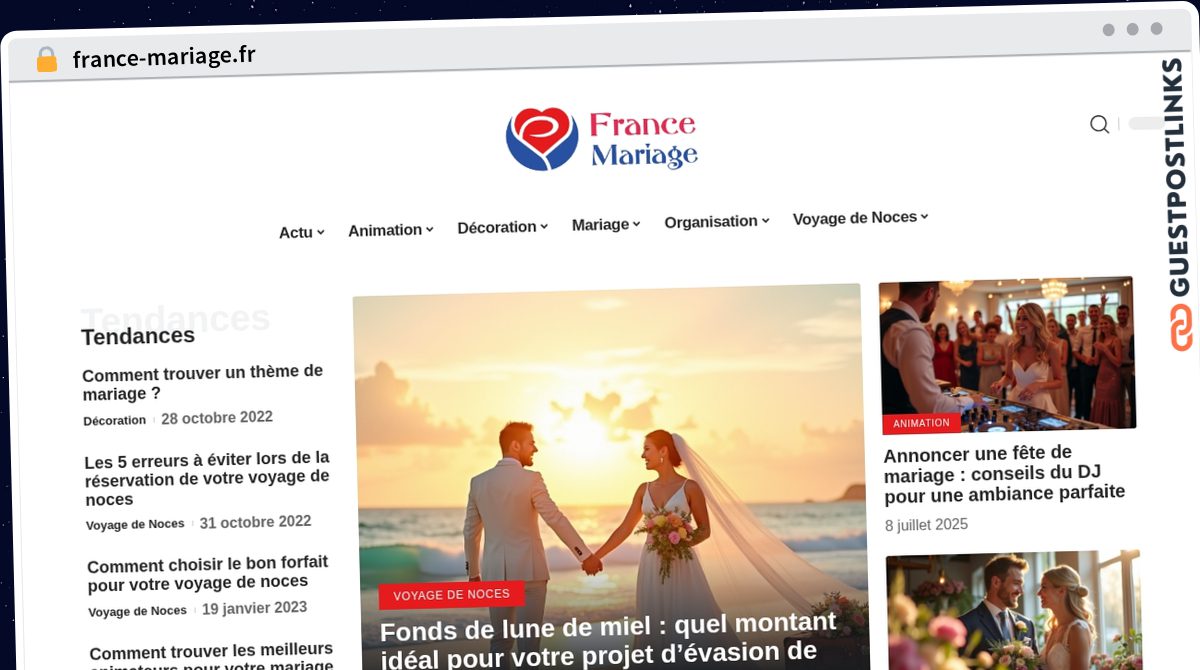 Publish Guest Post on france-mariage.fr