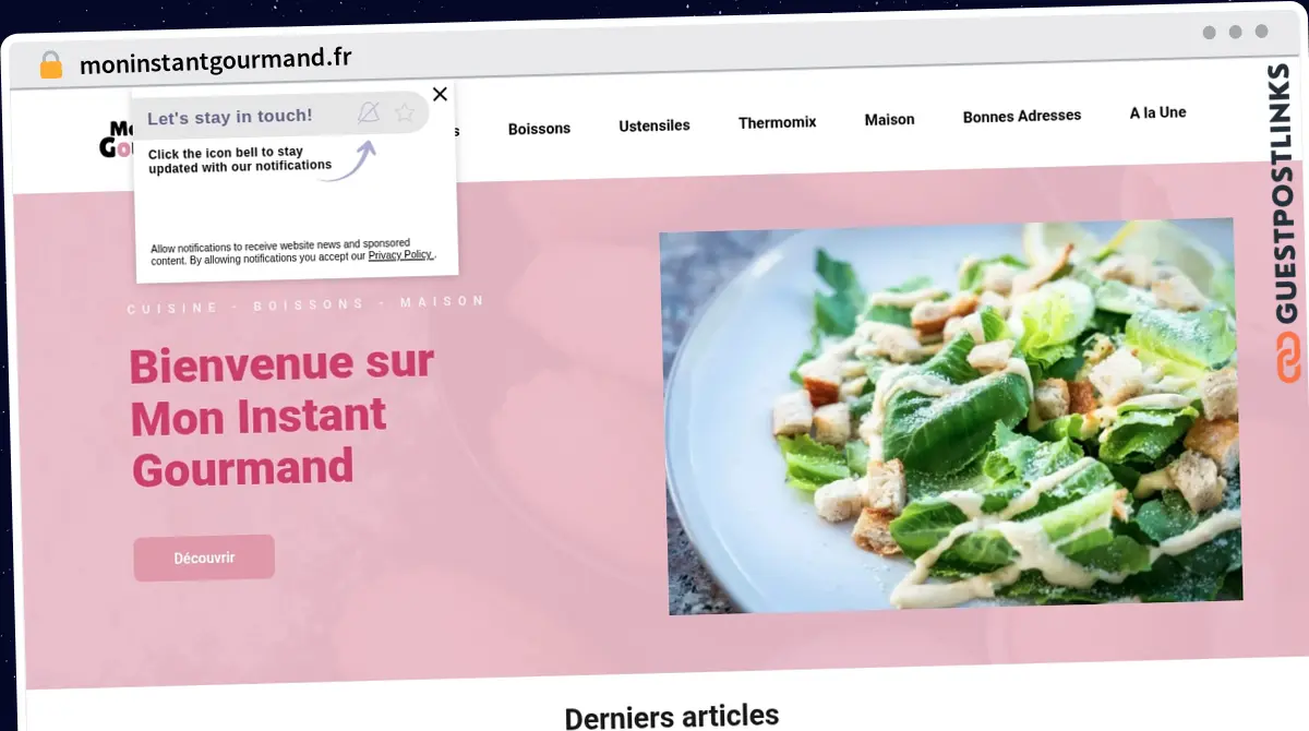 Publish Guest Post on moninstantgourmand.fr
