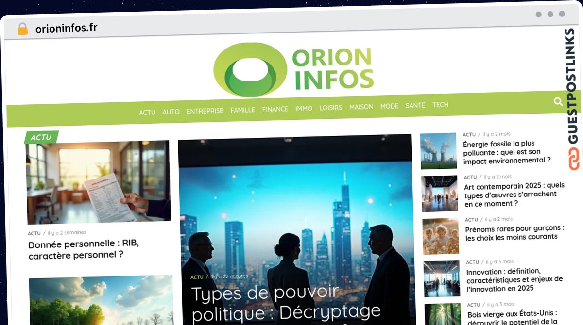 Publish Guest Post on orioninfos.fr