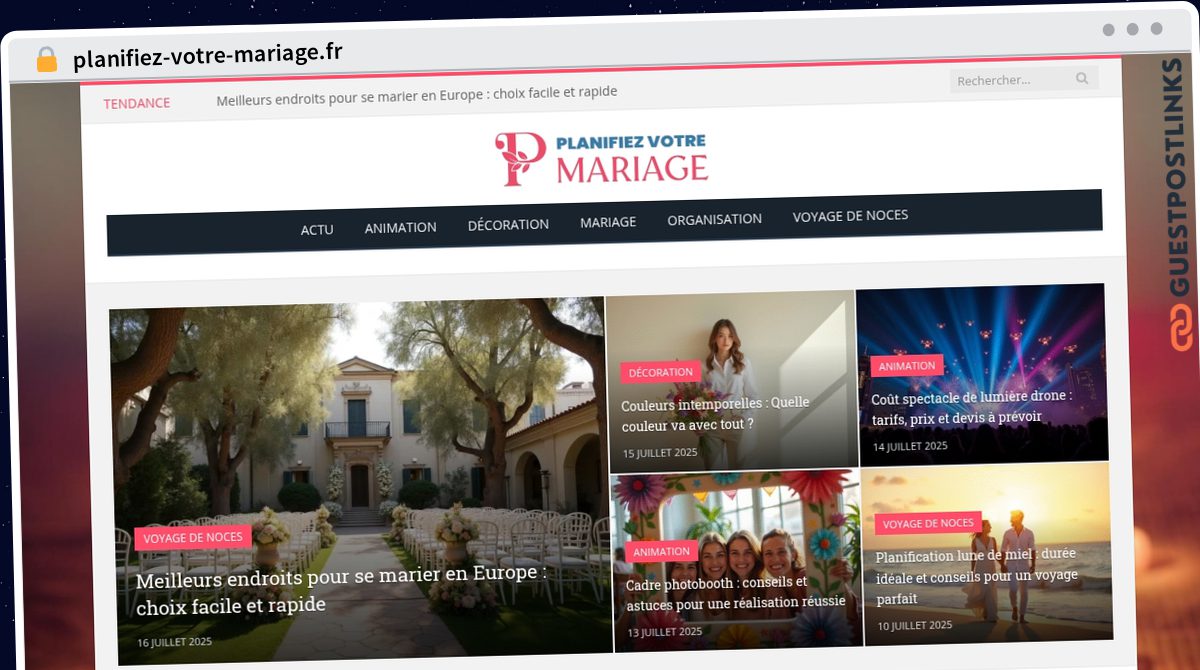 Publish Guest Post on planifiez-votre-mariage.fr