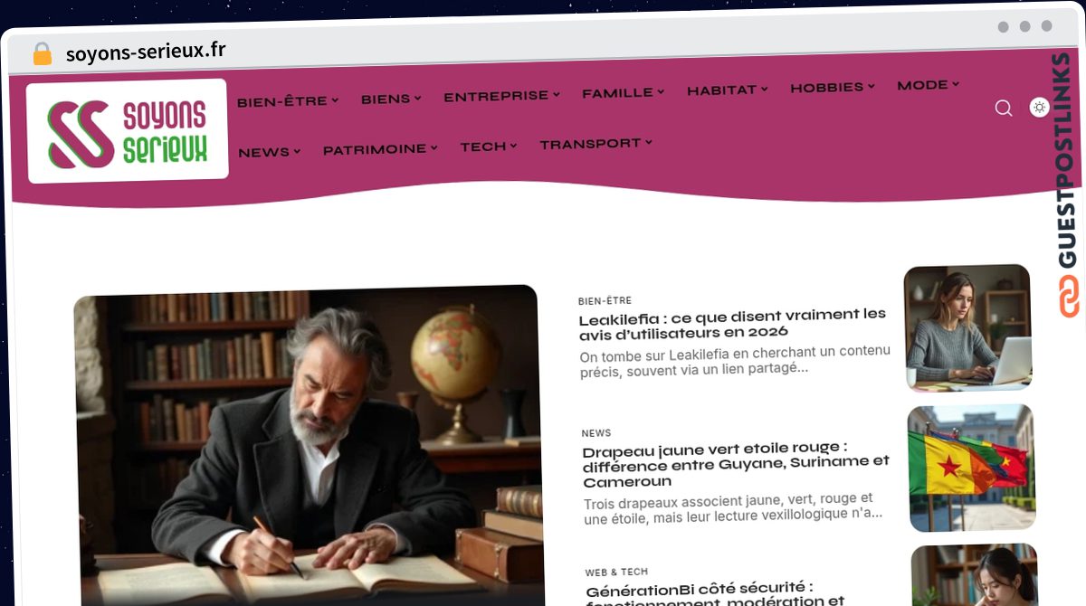 Publish Guest Post on soyons-serieux.fr
