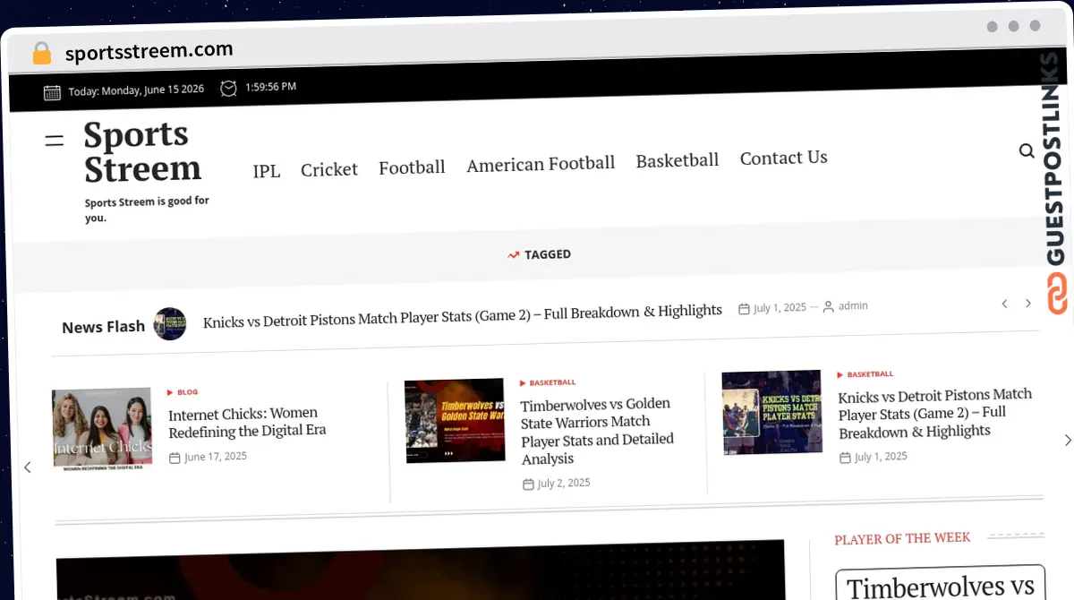 Publish Guest Post on sportsstreem.com