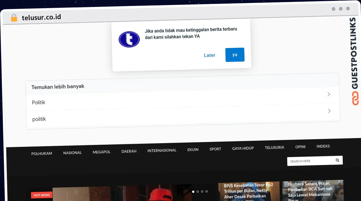 Publish Guest Post on telusur.co.id