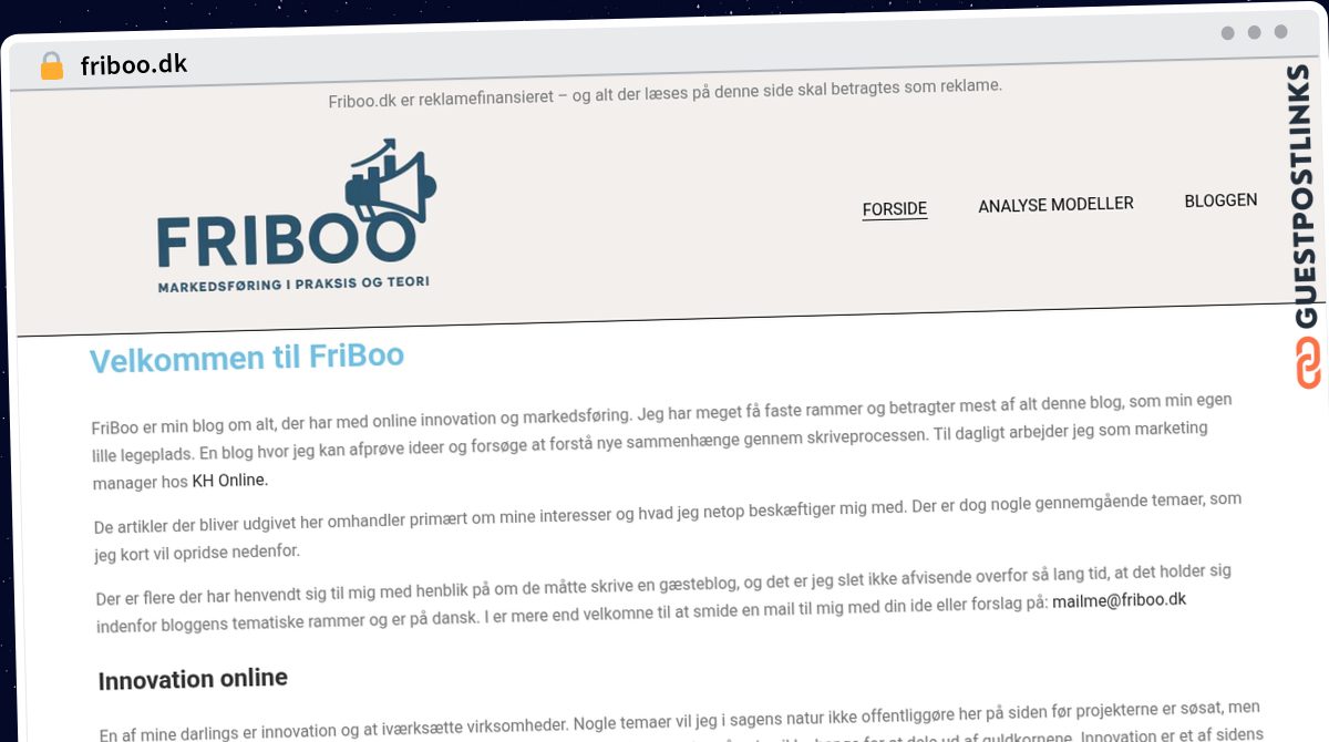 Publish Guest Post on friboo.dk