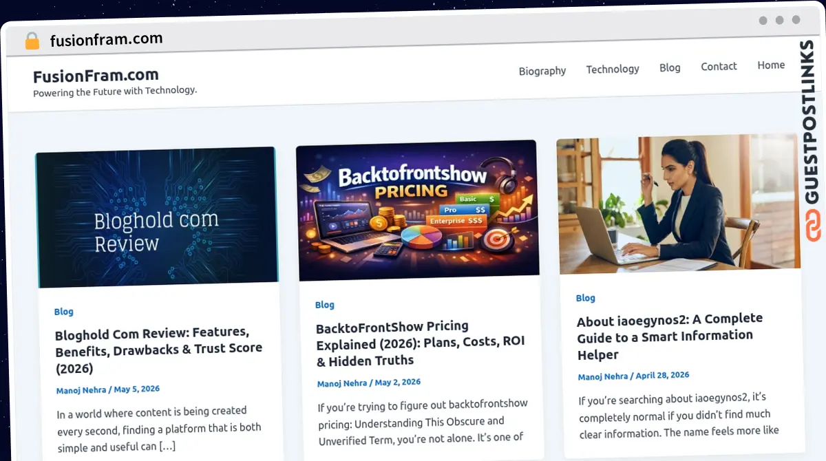 Publish Guest Post on fusionfram.com