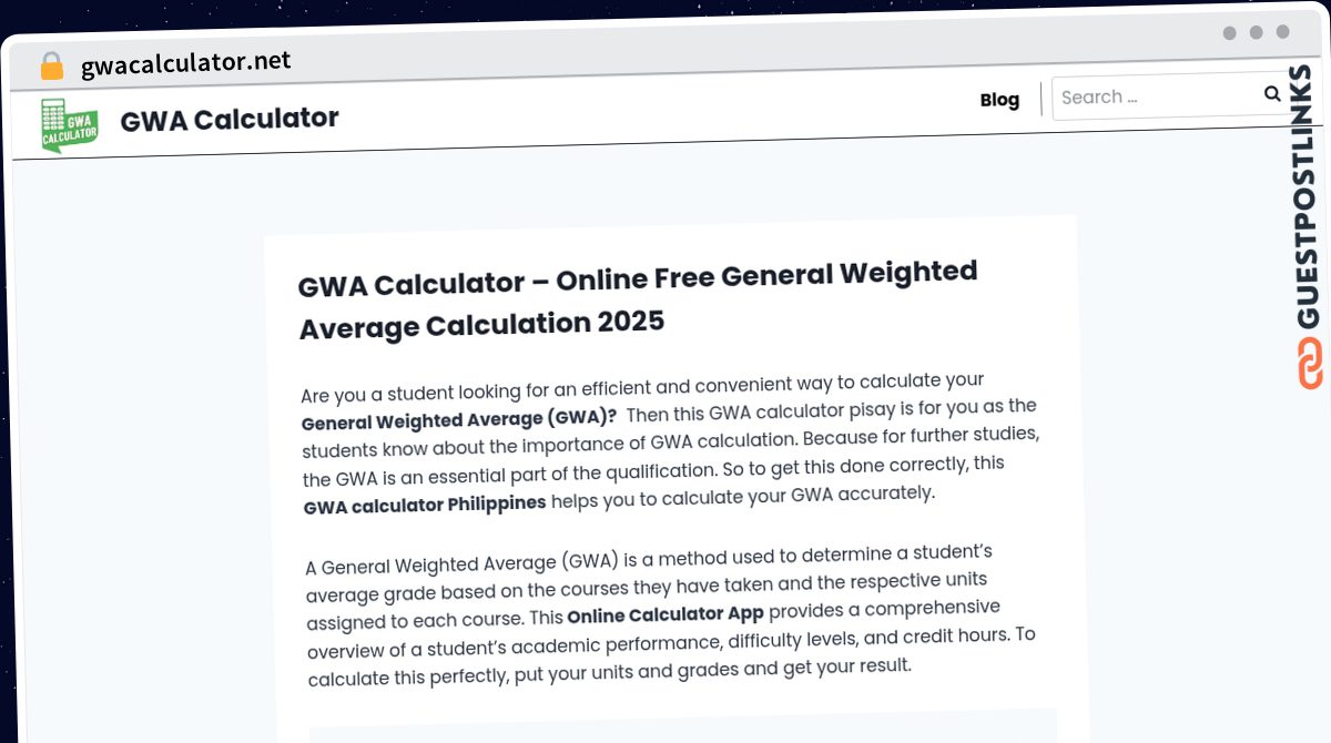 Publish Guest Post on gwacalculator.net