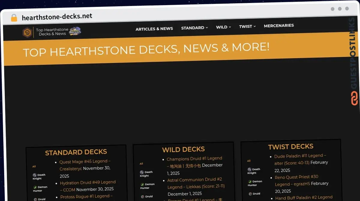 Publish Guest Post on hearthstone-decks.net