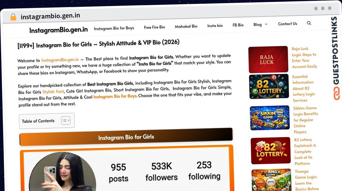 Publish Guest Post on instagrambio.gen.in
