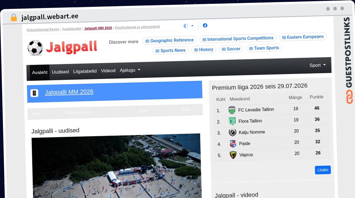 Publish Guest Post on jalgpall.webart.ee