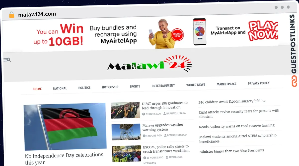 Publish Guest Post on malawi24.com