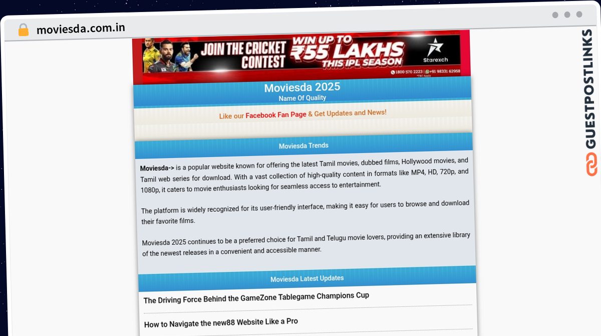 Publish Guest Post on moviesda.com.in