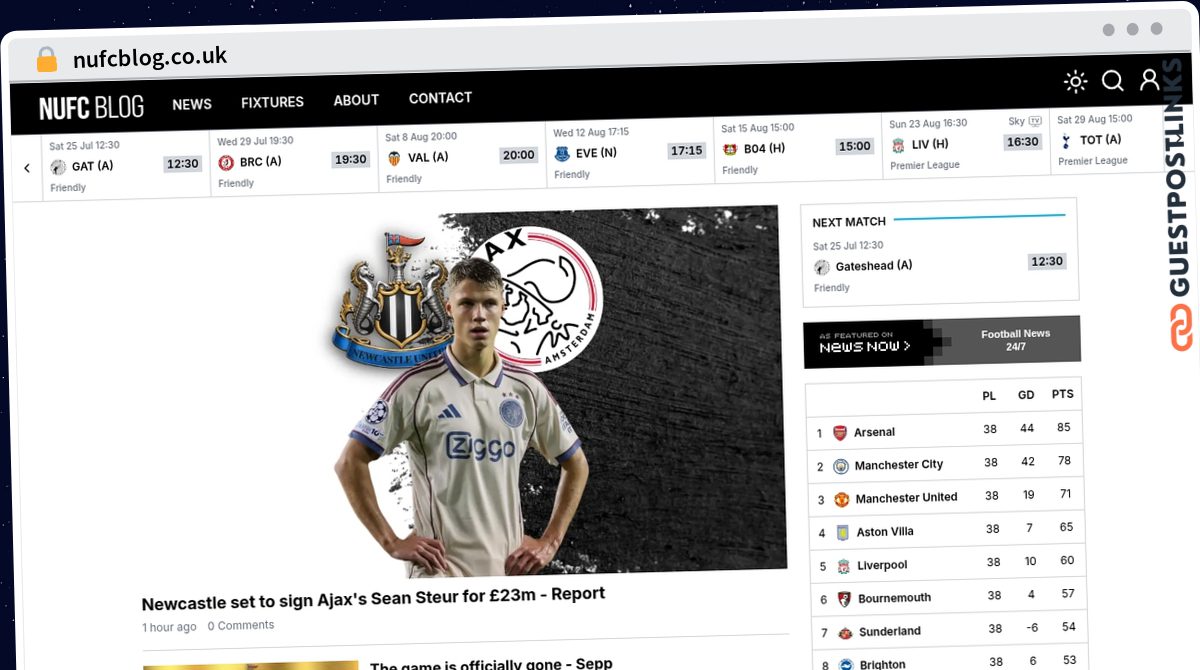 Publish Guest Post on nufcblog.co.uk