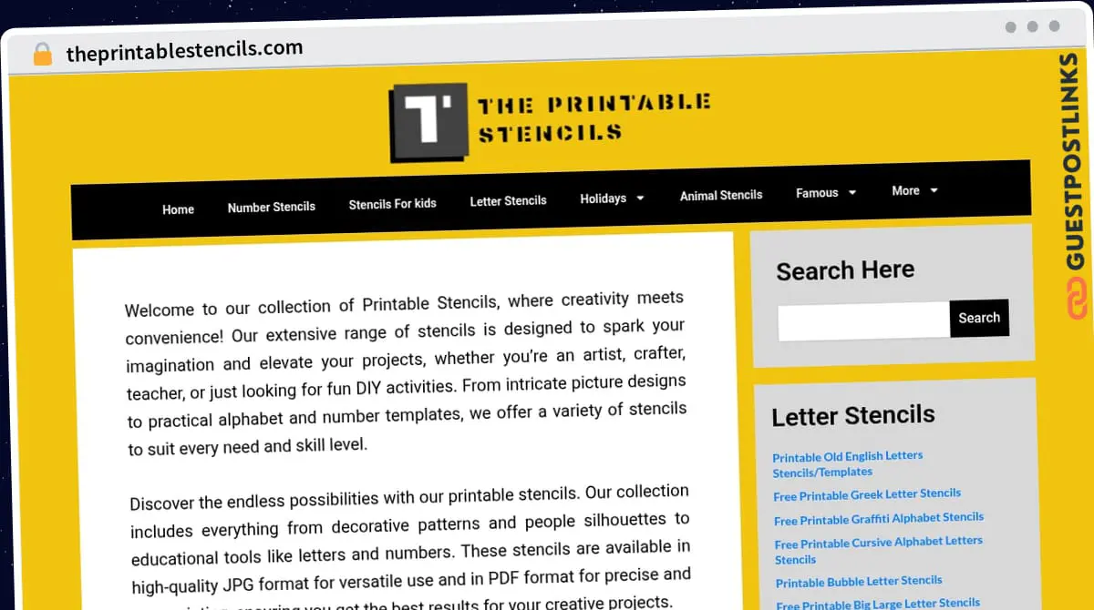 Publish Guest Post on theprintablestencils.com