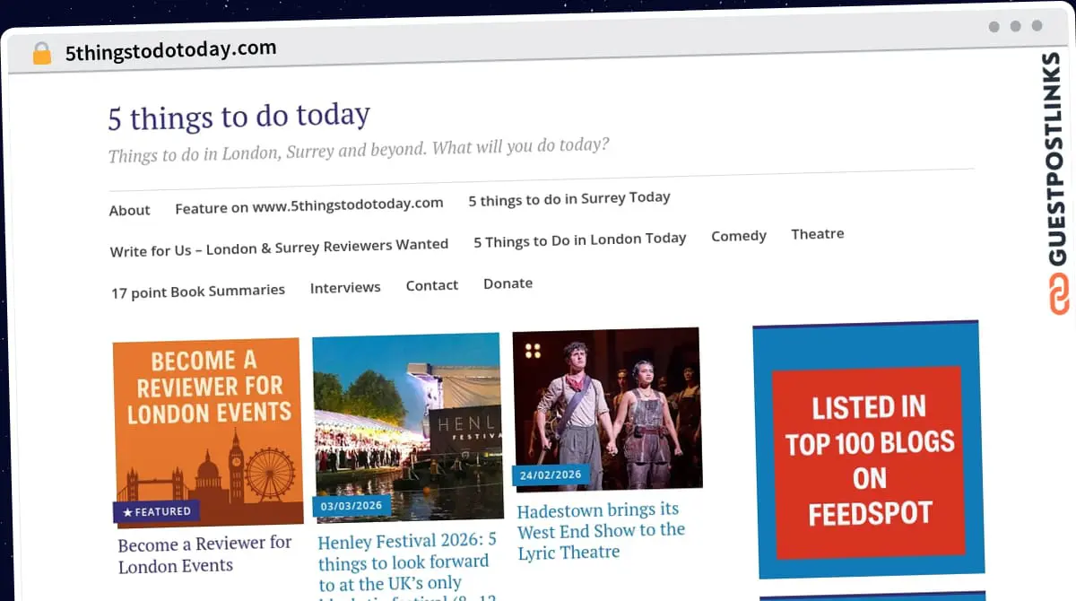 Publish Guest Post on 5thingstodotoday.com