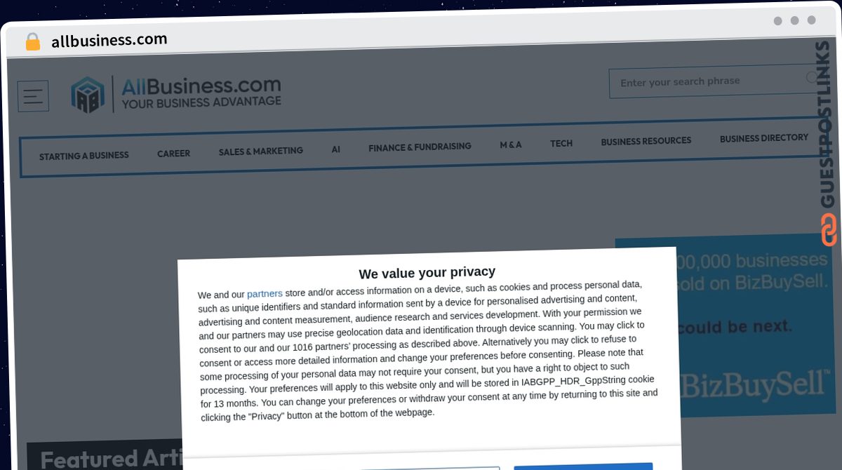 Publish Guest Post on allbusiness.com
