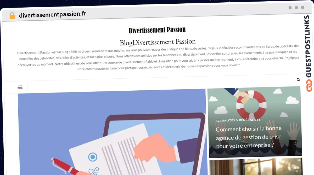 Publish Guest Post on divertissementpassion.fr