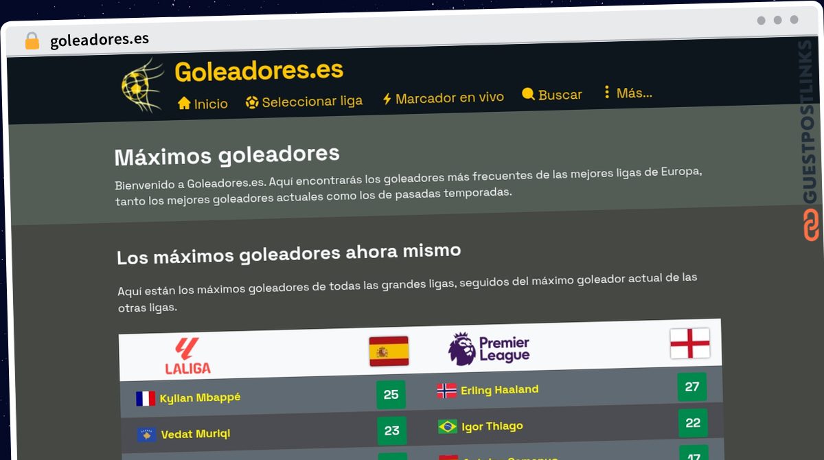 Publish Guest Post on goleadores.es
