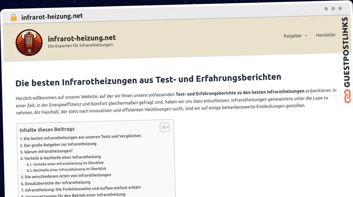 Publish Guest Post on infrarot-heizung.net