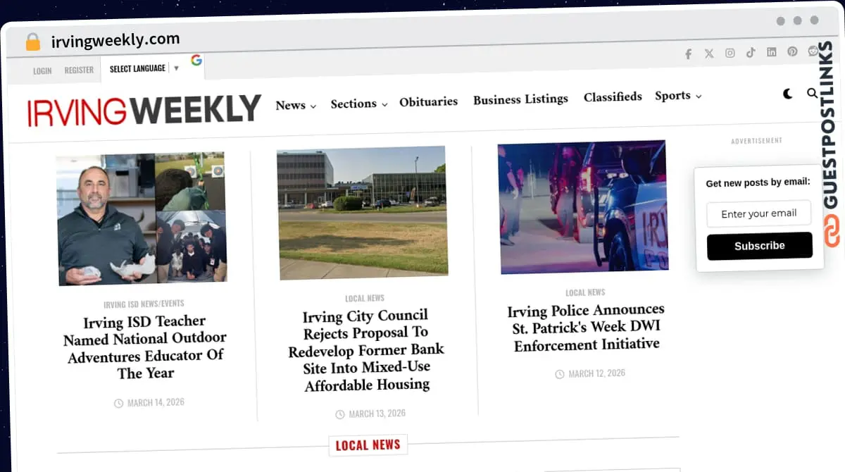 Publish Guest Post on irvingweekly.com