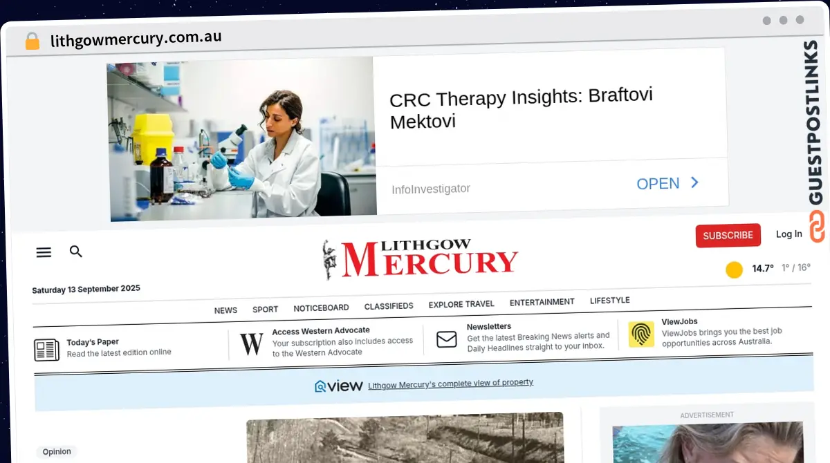 Publish Guest Post on lithgowmercury.com.au