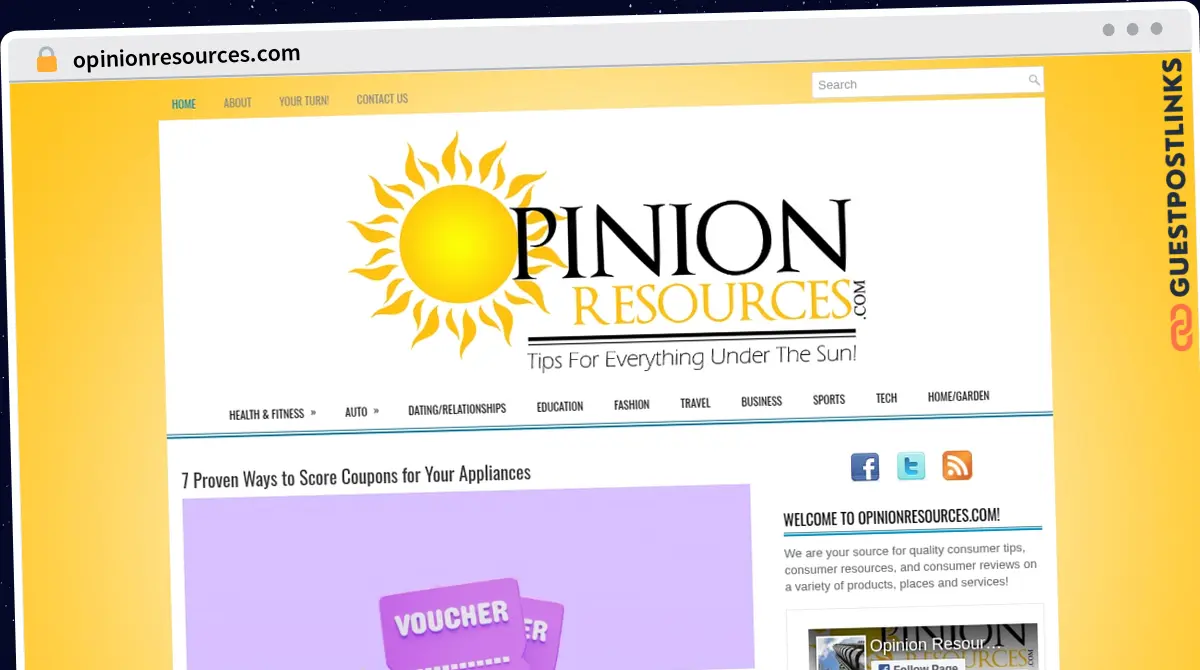 Publish Guest Post on opinionresources.com