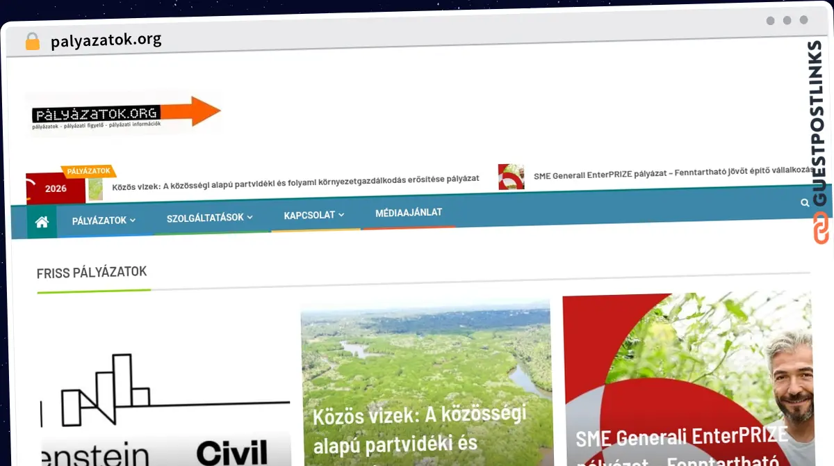 Publish Guest Post on palyazatok.org