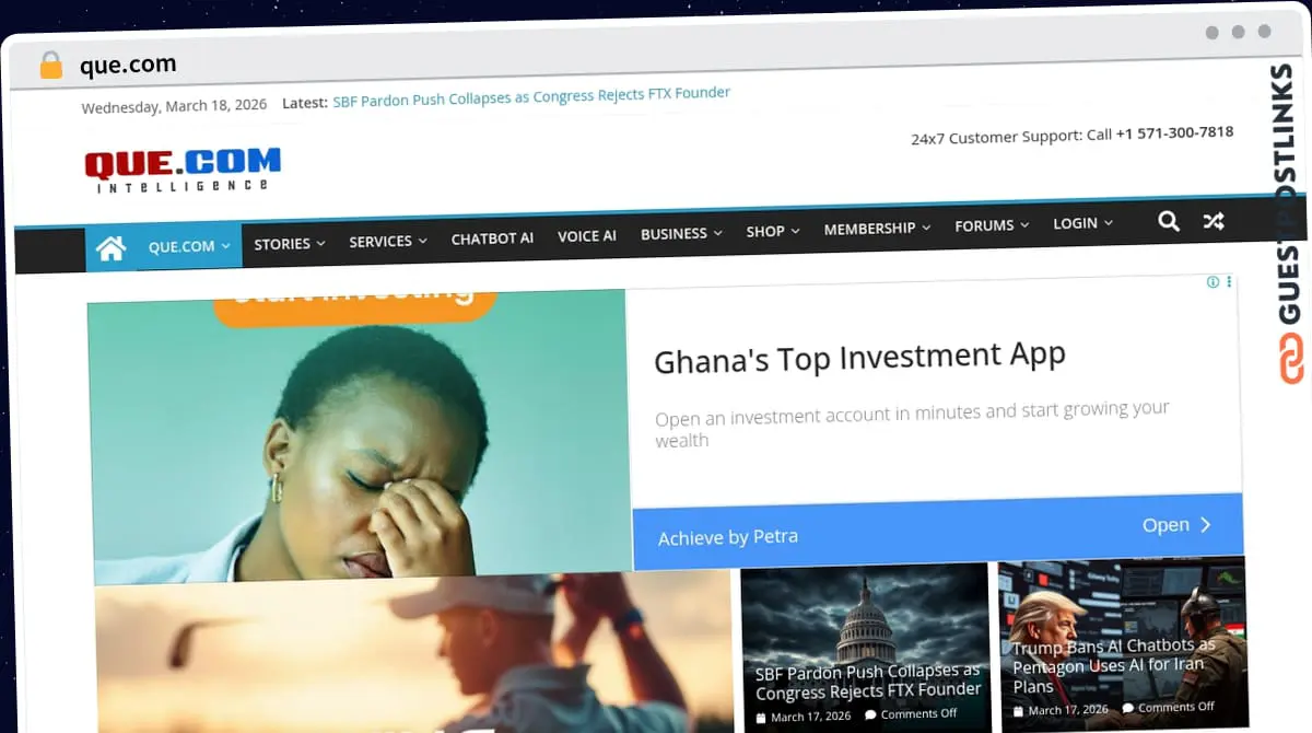 Publish Guest Post on que.com