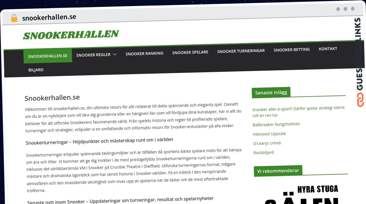 Publish Guest Post on snookerhallen.se